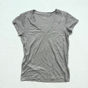 J.Crew 100% Linen Metallic Gray V-Neck Tee Shirt Small NWT